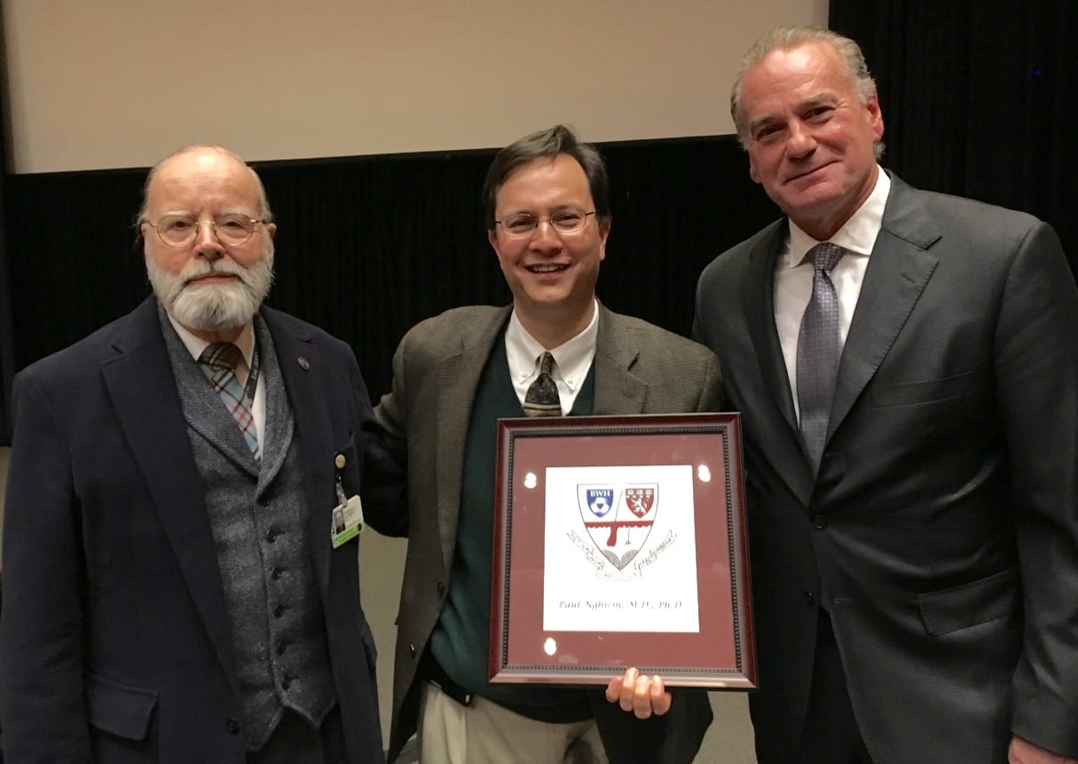 Celebrating the 6th Annual Harley Haynes Lectureship on March 21, 2016: Dr. Haynes Left, Dr. Paul Nghiem middle, Dr. Thomas Kupper Right, Chair of Dermatology at Brigham and Women's Hospital /Harvard Medical School.